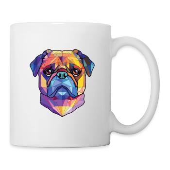 Mops buntes Aquarell Tier Haustier Illustration - Tasse - Weiß - Rechts