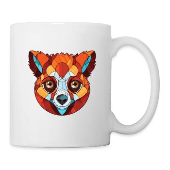 Rouge Vari Lémurien Coloré Aquarelle Animal Cartoon - Mug blanc - blanc - Droite