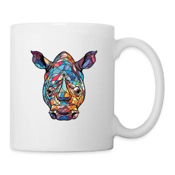 Nashorn buntes Aquarell Tier Haustier Illustration - Tasse - Weiß - Rechts