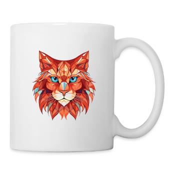 Rote Maine Coon Katze Buntes Aquarell Tier Haustier - Tasse - Weiß - Rechts