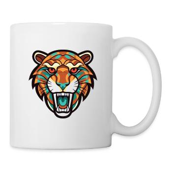 Snarling Grin Leopard Colorful Watercolor Animal - Mug - white - Right