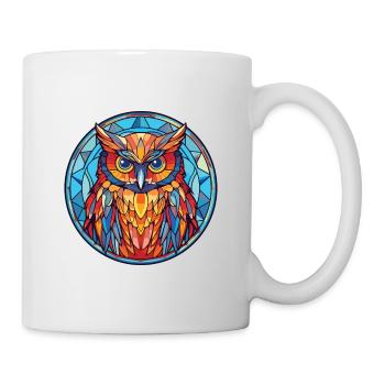 Eule buntes Aquarell Tier Haustier Illustration - Tasse - Weiß - Rechts