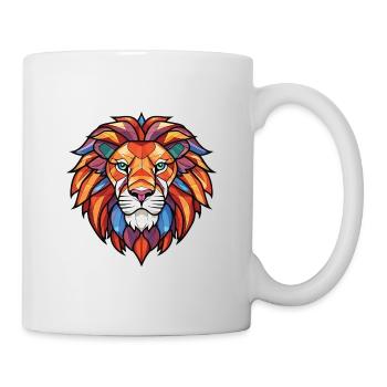 Roaring Lion Colorful Watercolor Animal Cartoon - Mug - white - Right