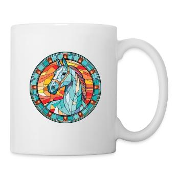Pferd buntes Aquarell Tier Haustier Illustration - Tasse - Weiß - Rechts