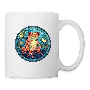 Frosch buntes Aquarell Tier Haustier Illustration - Tasse - Weiß - Rechts