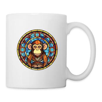 Affe buntes Aquarell Tier Haustier Illustration - Tasse - Weiß - Rechts
