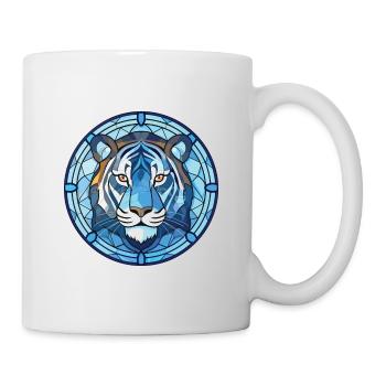 Bleu Aquatique Tigre Aquarelle Colorée Animal de compagnie - Mug blanc - blanc - Droite
