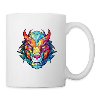 Drache Buntes Aquarell Tier Haustier Illustration - Tasse - Weiß - Rechts