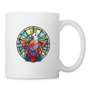 Taube buntes Aquarell Tier Haustier Illustration - Tasse - Weiß - Rechts