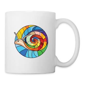 Schnecke buntes Aquarell Tier Haustier Illustration - Tasse - Weiß - Rechts