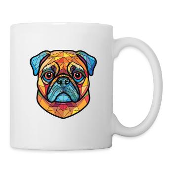 Mopshund bunte Aquarell-Tier-Illustration - Tasse - Weiß - Rechts