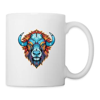 Buffalo Colorful Watercolor Animal Illustration - Mug - white - Right