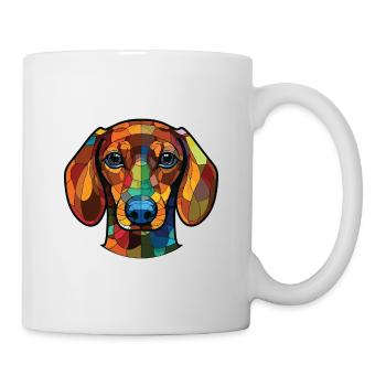 Dackelhund Buntes Aquarell Tier Cartoon - Tasse - Weiß - Rechts