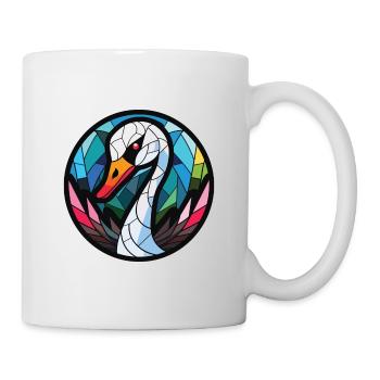 Schwarzer Schwan Buntes Aquarell Tier Illustration - Tasse - Weiß - Rechts