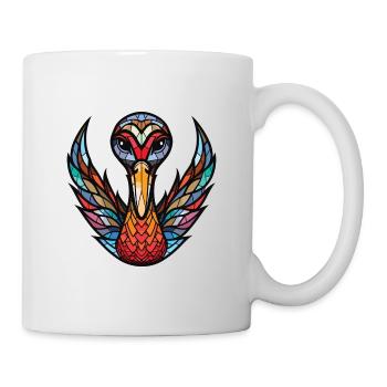 Schwarzer Schwan Buntes Aquarell Tier Illustration - Tasse - Weiß - Rechts