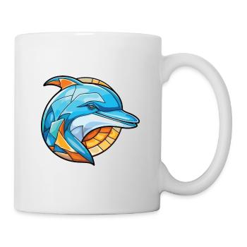 Dolphin Colorful Watercolor Animal Illustration - Mug - white - Right
