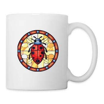 Marienkäfer Buntes Aquarell Tier Illustration - Tasse - Weiß - Rechts