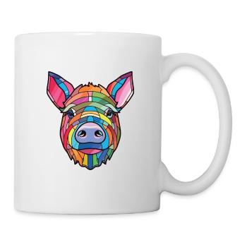 Cochon Aquarelle Colorée Animal Illustration D’animaux De Compagnie - Mug blanc - blanc - Droite