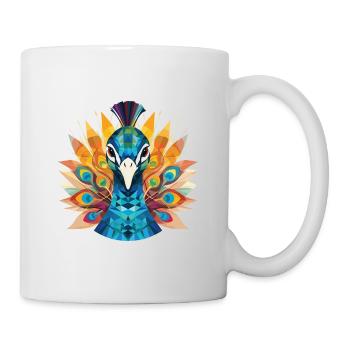 Pfau Buntes Aquarell Tier Illustration - Tasse - Weiß - Rechts