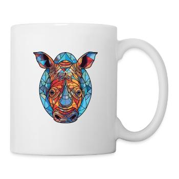 Nashorn bunte Aquarell-Tier-Haustier-Illustration - Tasse - Weiß - Rechts
