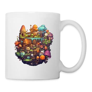 Mushroom Village Cheerful Kids Fantasy Fairy Tale - Mug - white - Right