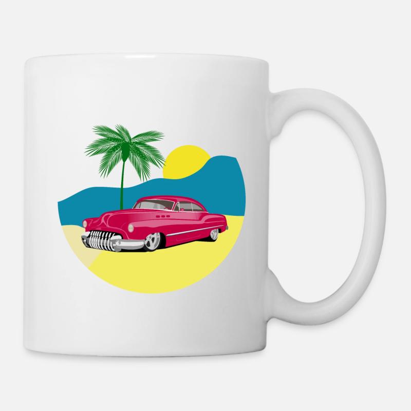 Classic car on the beach, tropical atmosphere - Mug - white