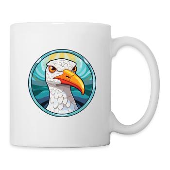 Möwe bunte Aquarell-Tier-Illustration - Tasse - Weiß - Rechts