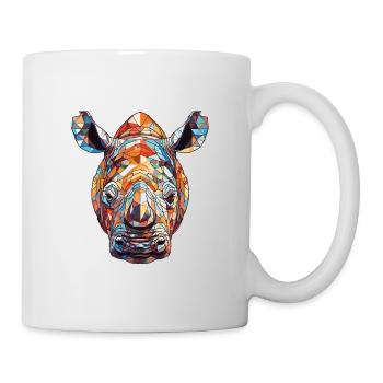 Rhinocéros coloré aquarelle Animal Illustration - Mug blanc - blanc - Droite