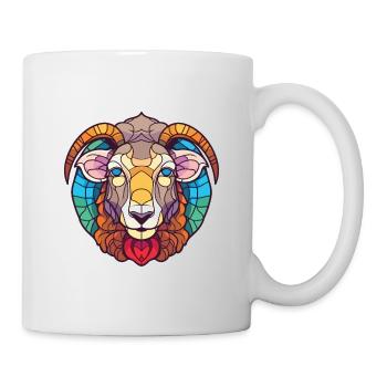 Schaf buntes Aquarell Tier Haustier Illustration - Tasse - Weiß - Rechts