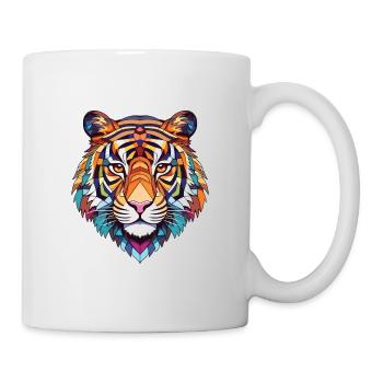 Tiger Colorful Watercolor Animal Pet Illustration - Mug - white - Right