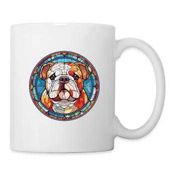 Bulldogge Buntes Aquarell Tier Illustration - Tasse - Weiß - Rechts