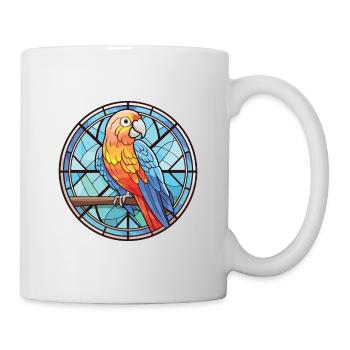 Papagei Buntes Aquarell Tier Haustier Illustration - Tasse - Weiß - Rechts