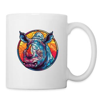 Nashorn buntes Aquarell Tier Haustier Illustration - Tasse - Weiß - Rechts