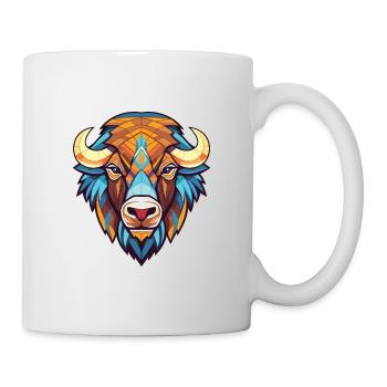 Bison Colorful Watercolor Animal Pet Illustration - Mug - white - Right