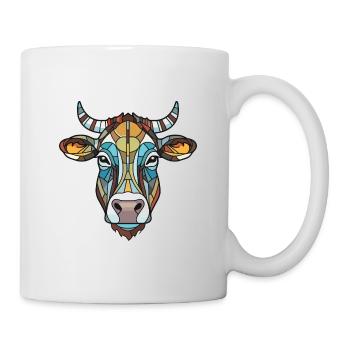 Kuh buntes Aquarell Tier Haustier Illustration - Tasse - Weiß - Rechts