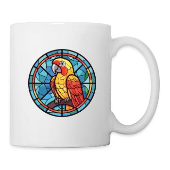 Papagei buntes Aquarell Tier Haustier Illustration - Tasse - Weiß - Rechts