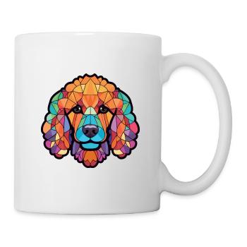 Pudel Hund Buntes Aquarell Tier Illustration - Tasse - Weiß - Rechts