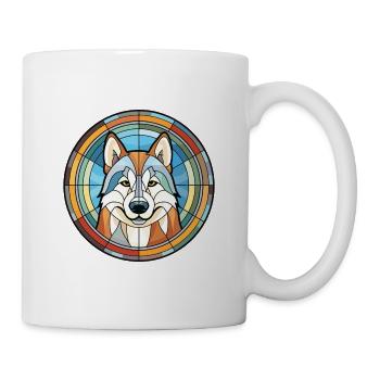 Husky-Hund Bunte Aquarell-Tier-Illustration - Tasse - Weiß - Rechts