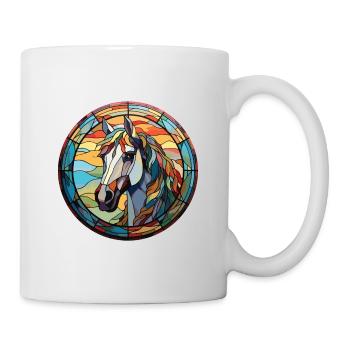 Pferd buntes Aquarell Tier Haustier Illustration - Tasse - Weiß - Rechts
