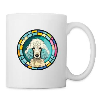Pudel Hund Buntes Aquarell Tier Illustration - Tasse - Weiß - Rechts