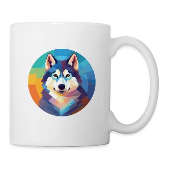 Husky-Hund Bunte Aquarell-Tier-Illustration - Tasse - Weiß - Rechts