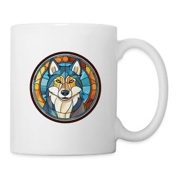 Husky-Hund Bunte Aquarell-Tier-Illustration - Tasse - Weiß - Rechts