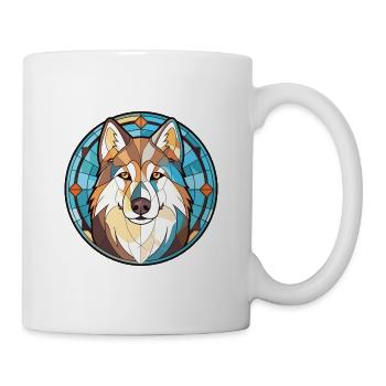 Husky-Hund Bunte Aquarell-Tier-Illustration - Tasse - Weiß - Rechts