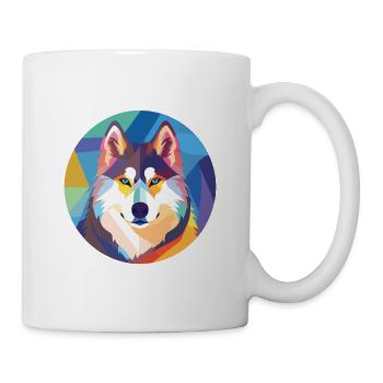 Husky-Hund Bunte Aquarell-Tier-Illustration - Tasse - Weiß - Rechts