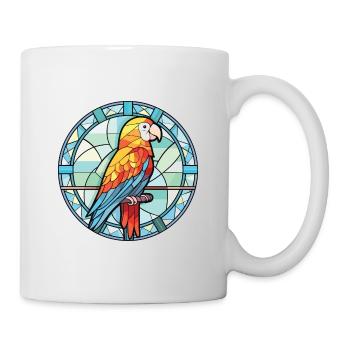 Papagei buntes Aquarell Tier Haustier Illustration - Tasse - Weiß - Rechts