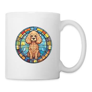 Pudel Hund Buntes Aquarell Tier Illustration - Tasse - Weiß - Rechts