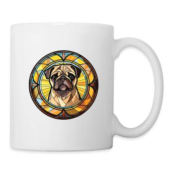 Mopshund bunte Aquarell-Tier-Illustration - Tasse - Weiß - Rechts