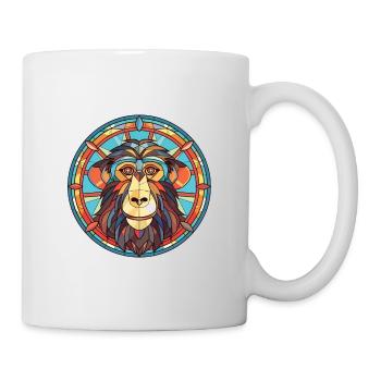 Baboon Colorful Watercolor Animal Pet Illustration - Mug - white - Right