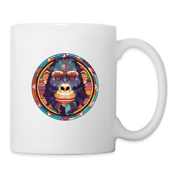 Affe buntes Aquarell Tier Haustier Illustration - Tasse - Weiß - Rechts