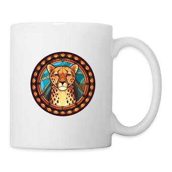 Gepard, Buntes, Aquarell, Tier, Illustration - Tasse - Weiß - Rechts